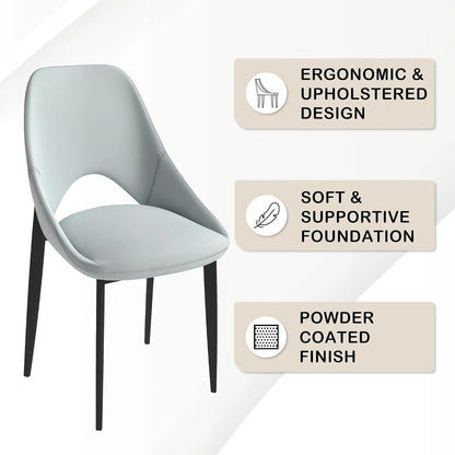 LeisureMod Amalfi Upholstered Fabric Dining Chair – Modern Side Chair with Iron Legs, Mid-Century