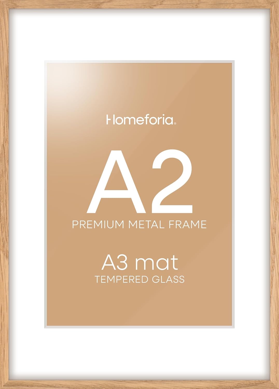 Homeforia A2 Picture Frame Natural Wood, High End Oak 16.5 x 23.4 Wooden Poster Frames Matted to