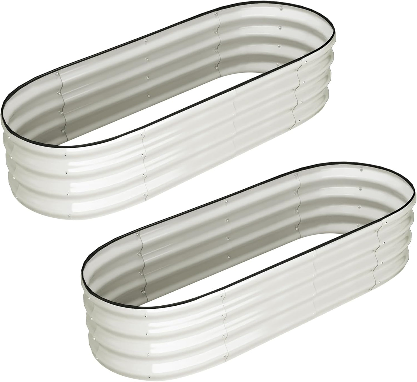 2 Pcs 4.5x2x1.5ft Oval Raised Garden Bed,Galvanized Raised Beds,Open-Ended Base Metal Raised