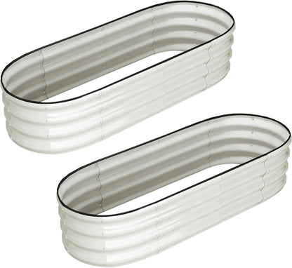 2 Pcs 4.5x2x1.5ft Oval Raised Garden Bed,Galvanized Raised Beds,Open-Ended Base Metal Raised