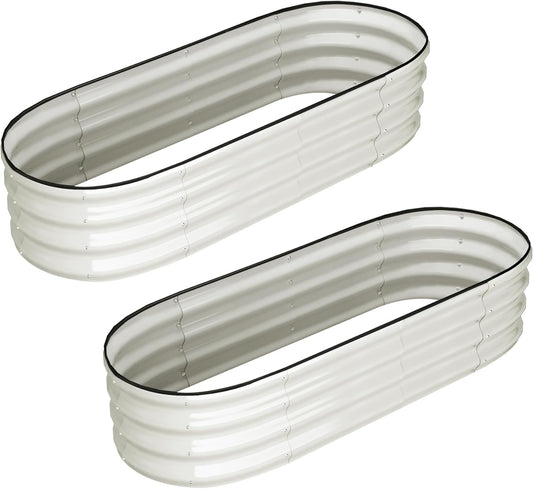 2 Pcs 4.5x2x1.5ft Oval Raised Garden Bed,Galvanized Raised Beds,Open-Ended Base Metal Raised