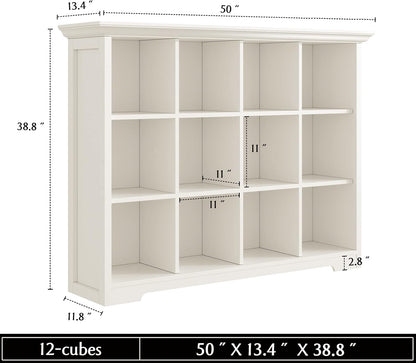 Wooden Cube Bookcase with Base - Modern 3 Tiers Floor Standing Open Shelf Cabinet for Home and