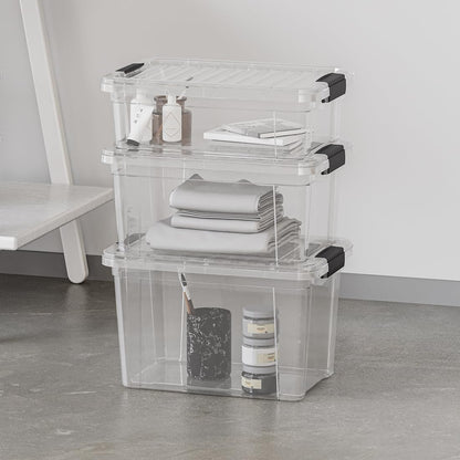 Superio Clear Storage Boxes with Lids, 49 Quart Plastic Container Bins for Organizing, Stackable