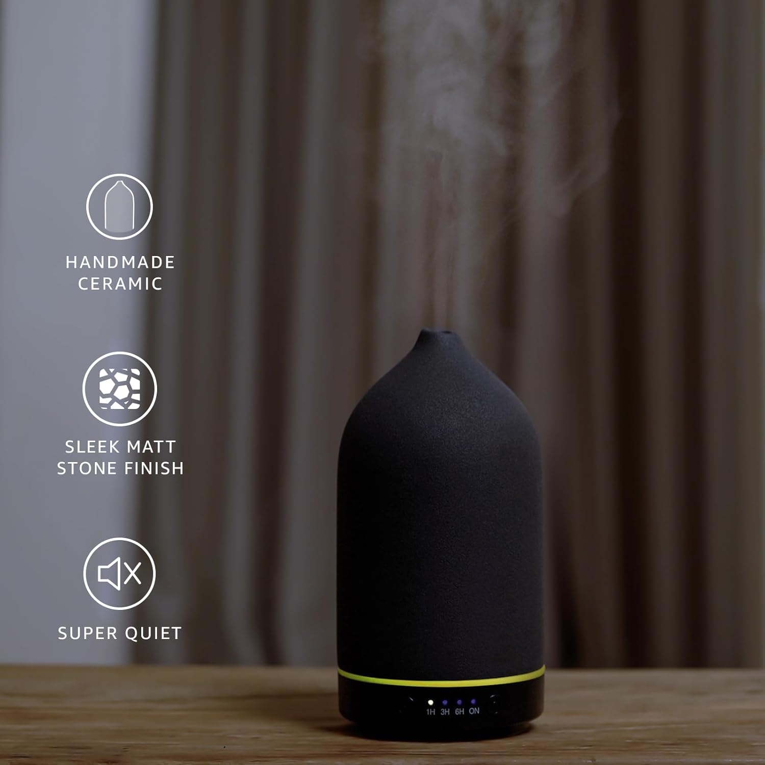 200ML Ceramic Essential Oil Diffuser - Ultrasonic Aromatherapy & Humidifier with 7-Color LED