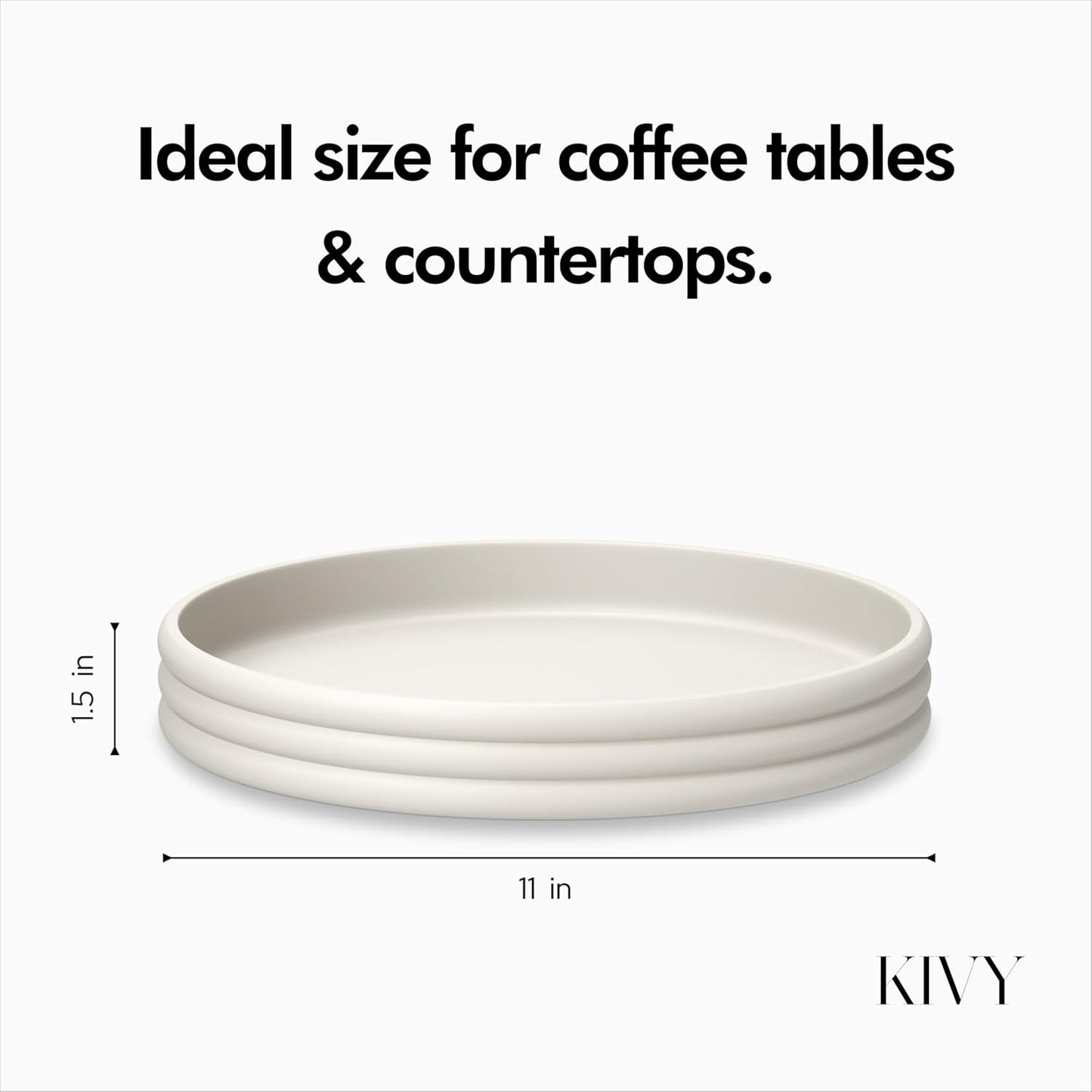 KIVY Round Decorative Concrete Tray 11x1,5 Inch - Modern Circle Coffee Table Tray - Home Decor Flat