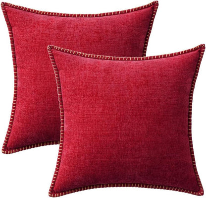MIULEE Pack of 2 Christmas Pillow Covers 20x20 Inch Red Farmhouse Decorative Throw Pillow Covers