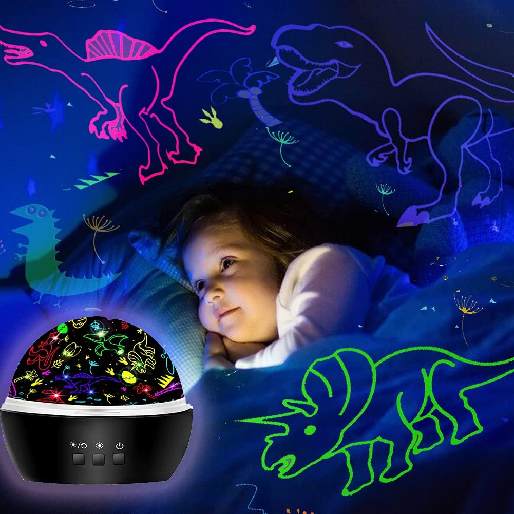 MINGKIDS Kids Night Lights for Bedroom,Project Dinosaurs and Vehicles on Wall or Ceiling,Room