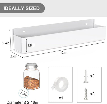 PMMASTO Adhesive Acrylic Spice Rack Organizer for Wall with Nano Double Sided Tape, Spice Shelf
