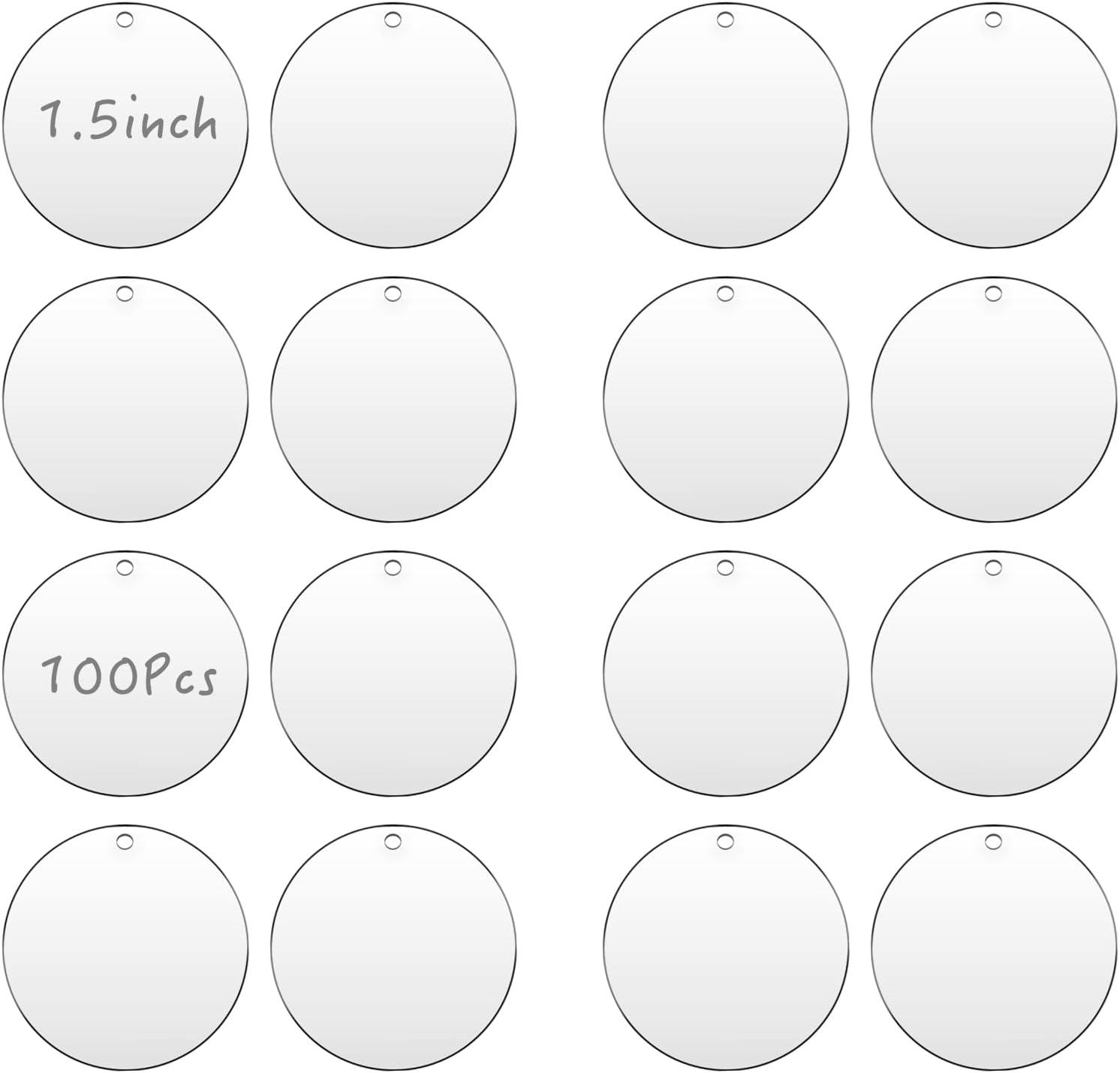 Senbota100 Pcs 1.5 inch Clear Small Circles Acrylic Blank 2mm Thick Round Sheets with Holes for