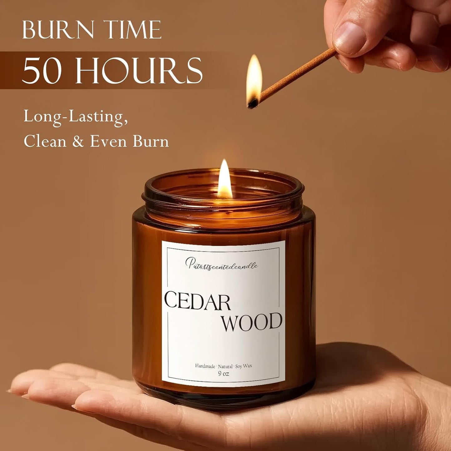 Cedar Wood Candles for Home Scented, Natural Soy Aromatherapy Non Toxic Candles with Long Lasting