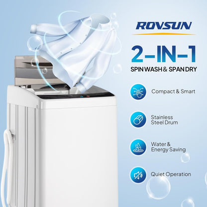 ROVSUN 30LBS Washing Machine, Full-Automatic Portable Washer with Stainless Steel Drum, Electric