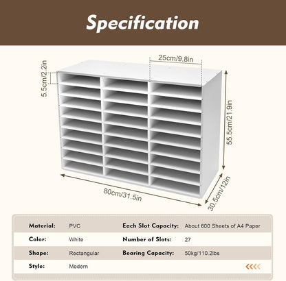 Literature Organizer 27 Slots Compartments Desktop File Sorter Mail Center Paper Storage Cabinet