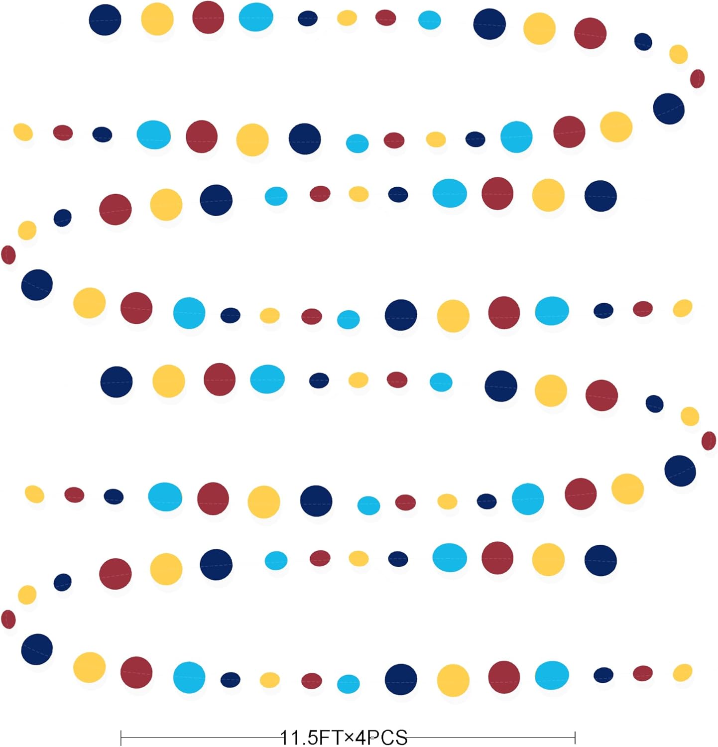Red Blue Yellow Party Decorations Circle Dots Garland Hanging Paper Polka Dot Streamer for Carnival