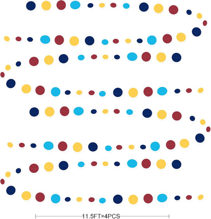 Red Blue Yellow Party Decorations Circle Dots Garland Hanging Paper Polka Dot Streamer for Carnival