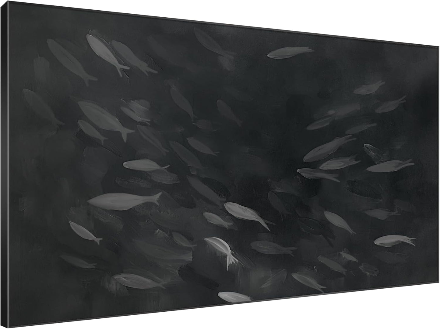 SIGNWIN 46"x72" Extra Large Framed Wall Art Monochrome Fish Silhouettes Illustration for Home