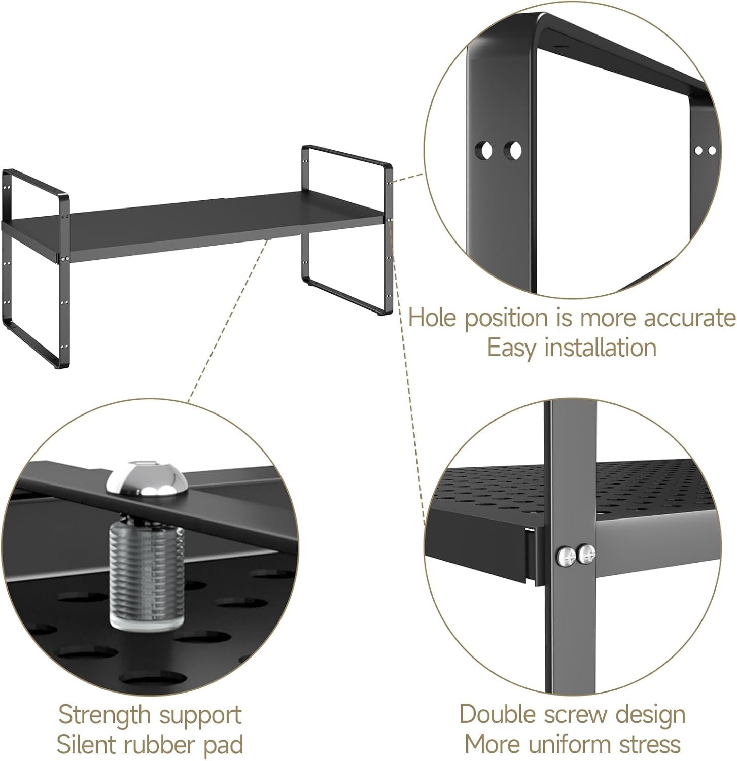 Hole Pattern Expandable Shelf Organizer,2Pack 8.1" Wide Easy to Assemble Cabinet Organizer Shelf