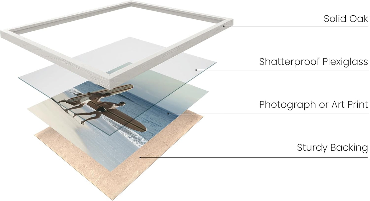 HAUS AND HUES White Oak Wood Gallery Wall Tabletop Frames Made with Real American Oak and