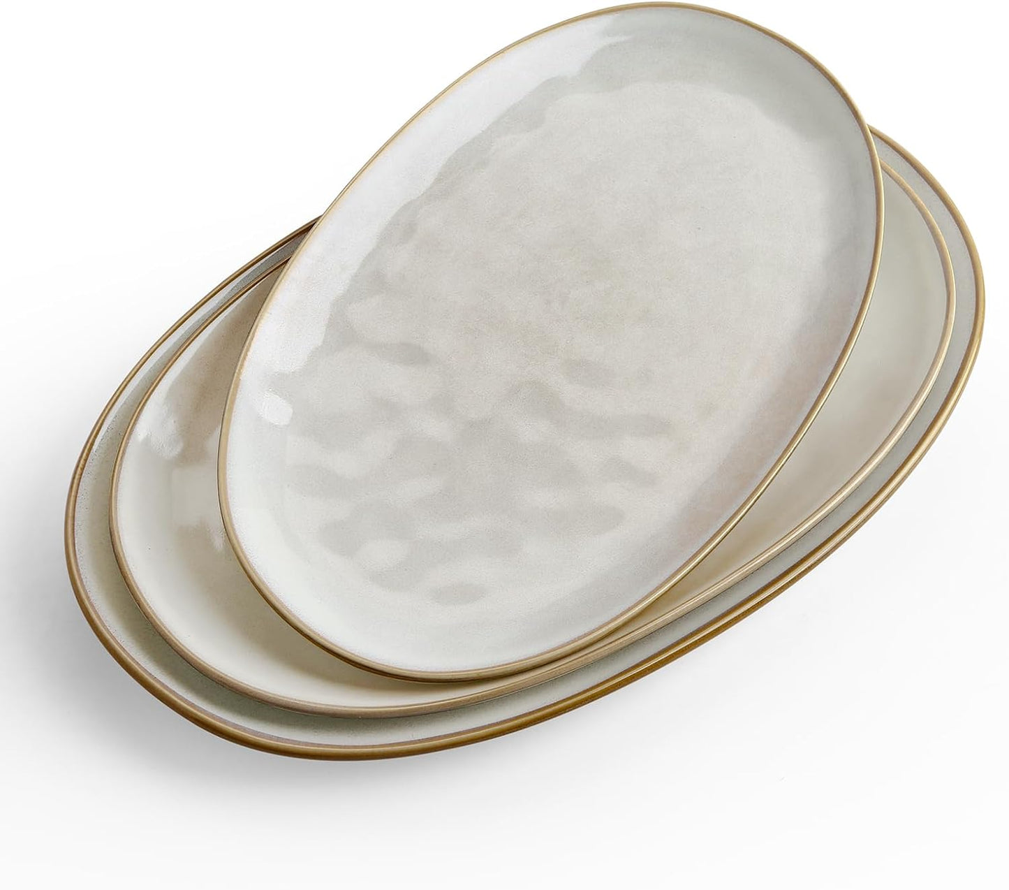 famiware Serving Platter, Oval 15.59/14.3/12.9 inch Serving Dishes for Entertaining, Serving Bowls