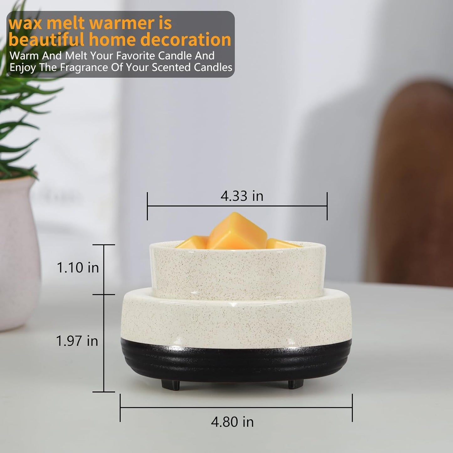 Wax Melts Warmer, Ceramic Candle Melter Melting Wax 3-in-1 Oil Burner Electric Fits Yankee Large