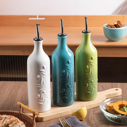 Sweejar Large Olive Oil Dispenser Bottle with Spout, 24 Oz Ceramic Oil Dispenser for Kitchen
