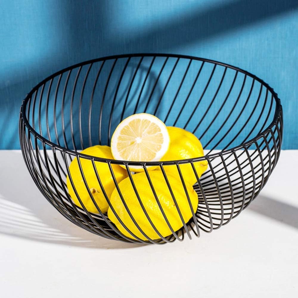 Fruit Basket for Kitchen - Wire Fruit Basket Holder for Lemon, Potato, Onion - Black Countertop