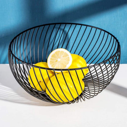 Fruit Basket for Kitchen - Wire Fruit Basket Holder for Lemon, Potato, Onion - Black Countertop