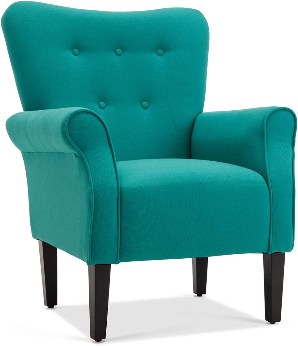 BELLEZE Modern Accent Chair for Living Room, High Back Armchair with Wooden Legs, Upholstered
