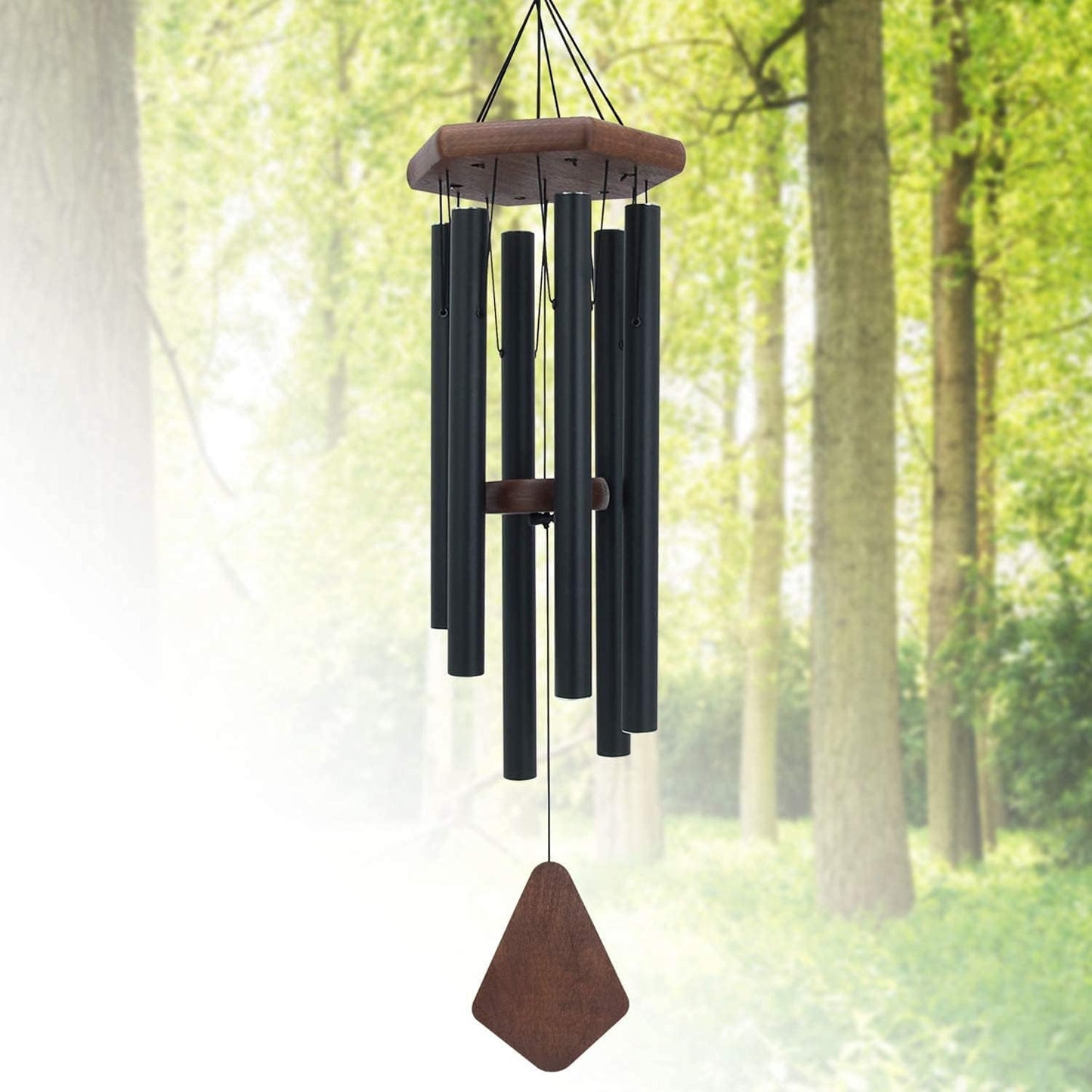 Wind Chimes for Outside, 30" Black Aluminium Wind Chime with Wind Catcher, Outdoor Garden Patio