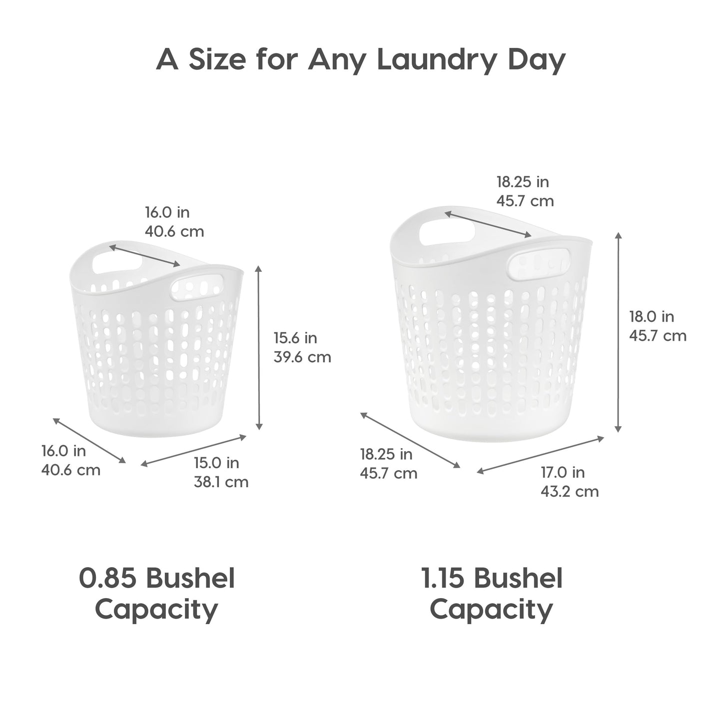 IRIS USA Plastic Laundry Hamper, 40L- 3 PK, Flexible, Ventilation, White
