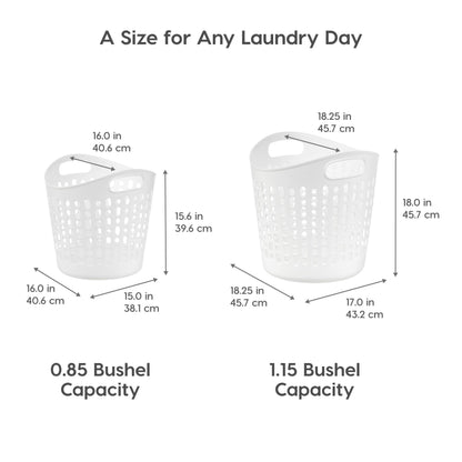 IRIS USA Plastic Laundry Hamper, 27L- 3 PK, Flexible, Ventilation, White