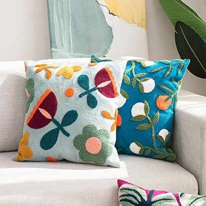 MOCOFO Canvas Embroidered Pillow Case Spring Embroidery Craft Modern Simple Sofa Office Pillow