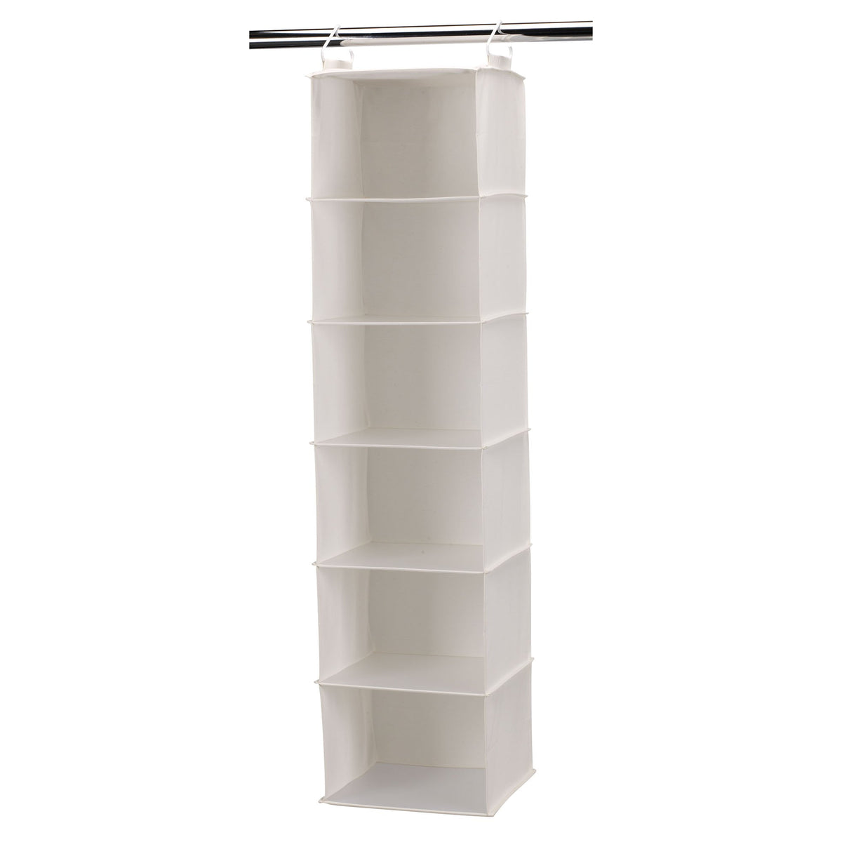 Household Essentials 6‑Shelf Hanging Closet Organizer in Soft Blended Canvas with Durable Plastic