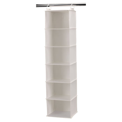 Household Essentials 6‑Shelf Hanging Closet Organizer in Soft Blended Canvas with Durable Plastic