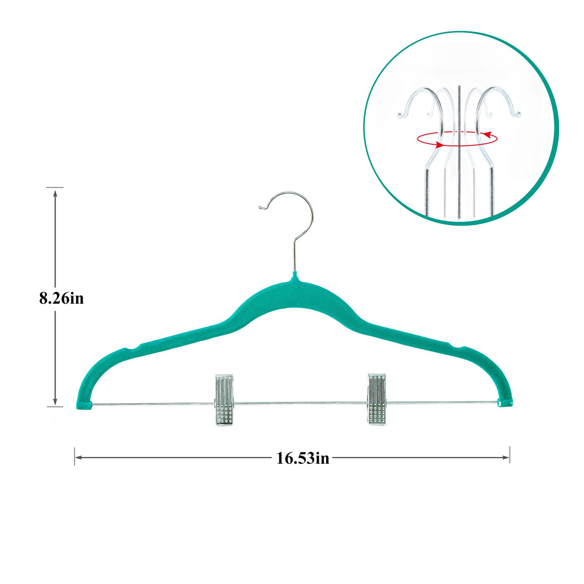 VECELO 20 Pack Velvet Clothes Hangers with Adjustable Clips,Heavy-Duty Non Slip & Space-Saving with