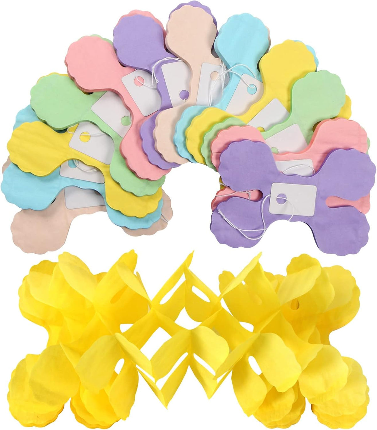 Pastel Rainbow Party-Decorations Streamers Garland - 12pcs 4-Leaf Clover Paper Streamer Baby Shower