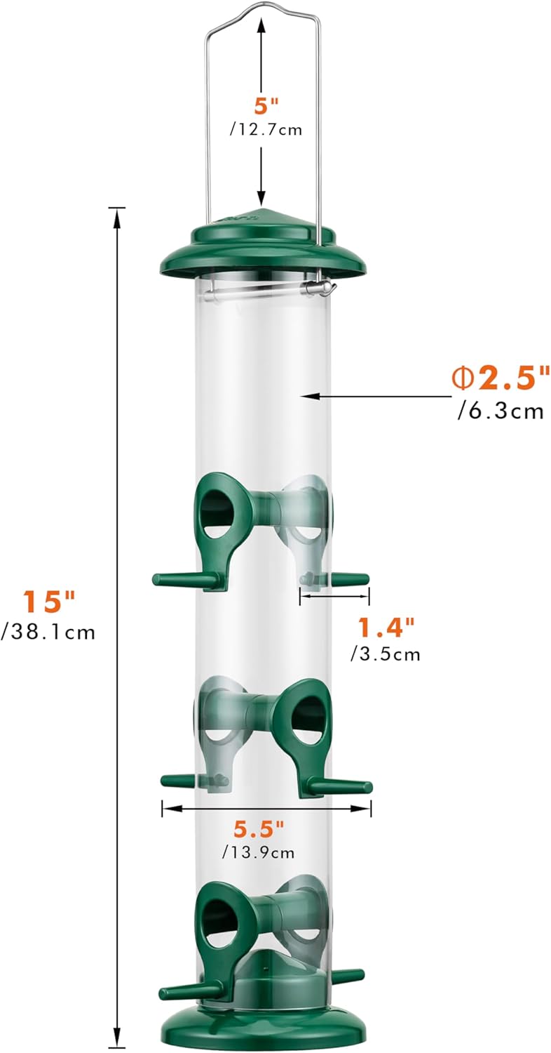 iBorn Metal Bird Feeders 6 Ports Hanging Wild Bird Seed Feeder for Mix Seed Blends, Niger Seed