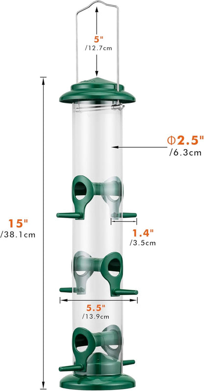 iBorn Metal Bird Feeders 6 Ports Hanging Wild Bird Seed Feeder for Mix Seed Blends, Niger Seed