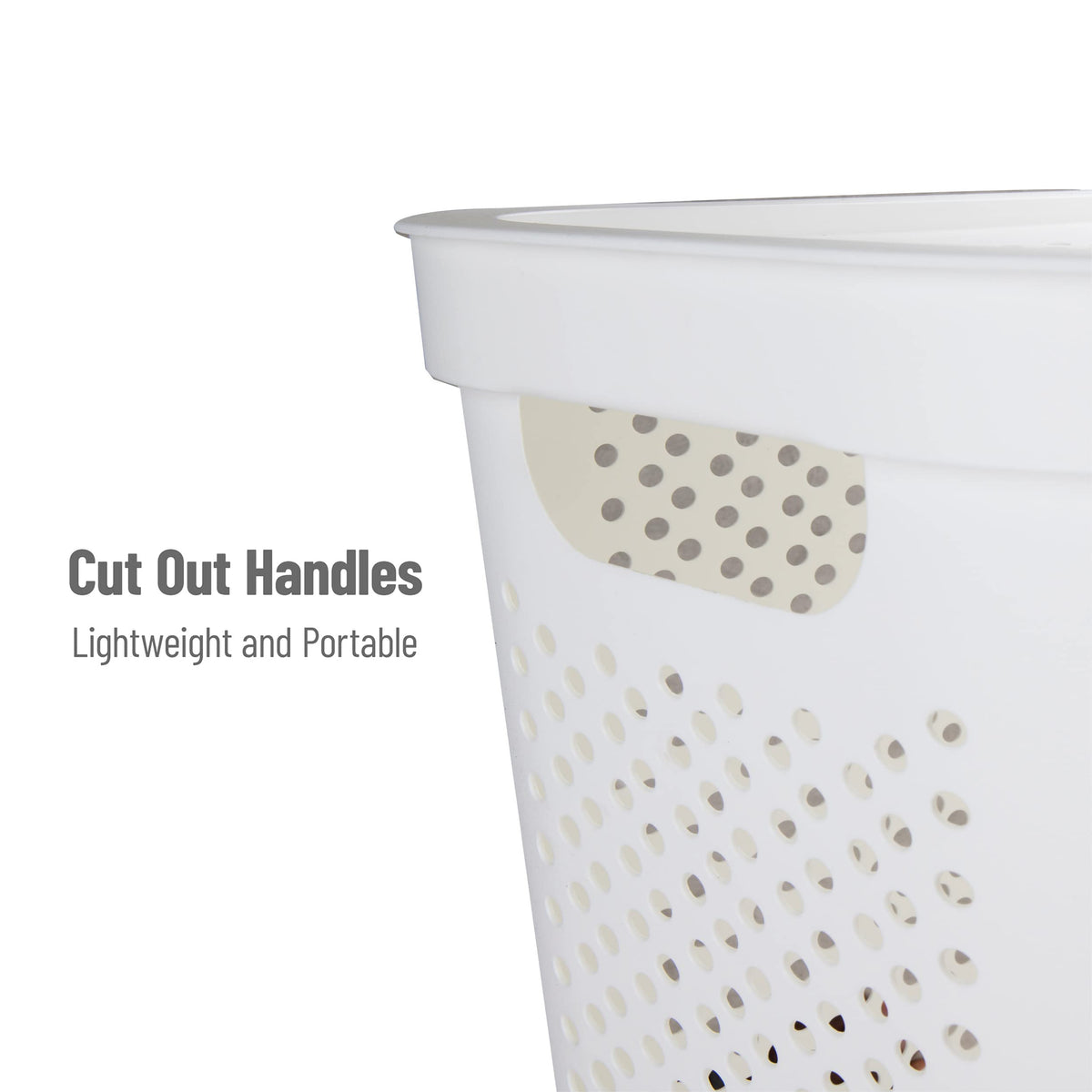 Mind Reader 60L Slim Laundry Hamper, Clothes Basket, Lid, Ventilated, Plastic, Set of 2, White