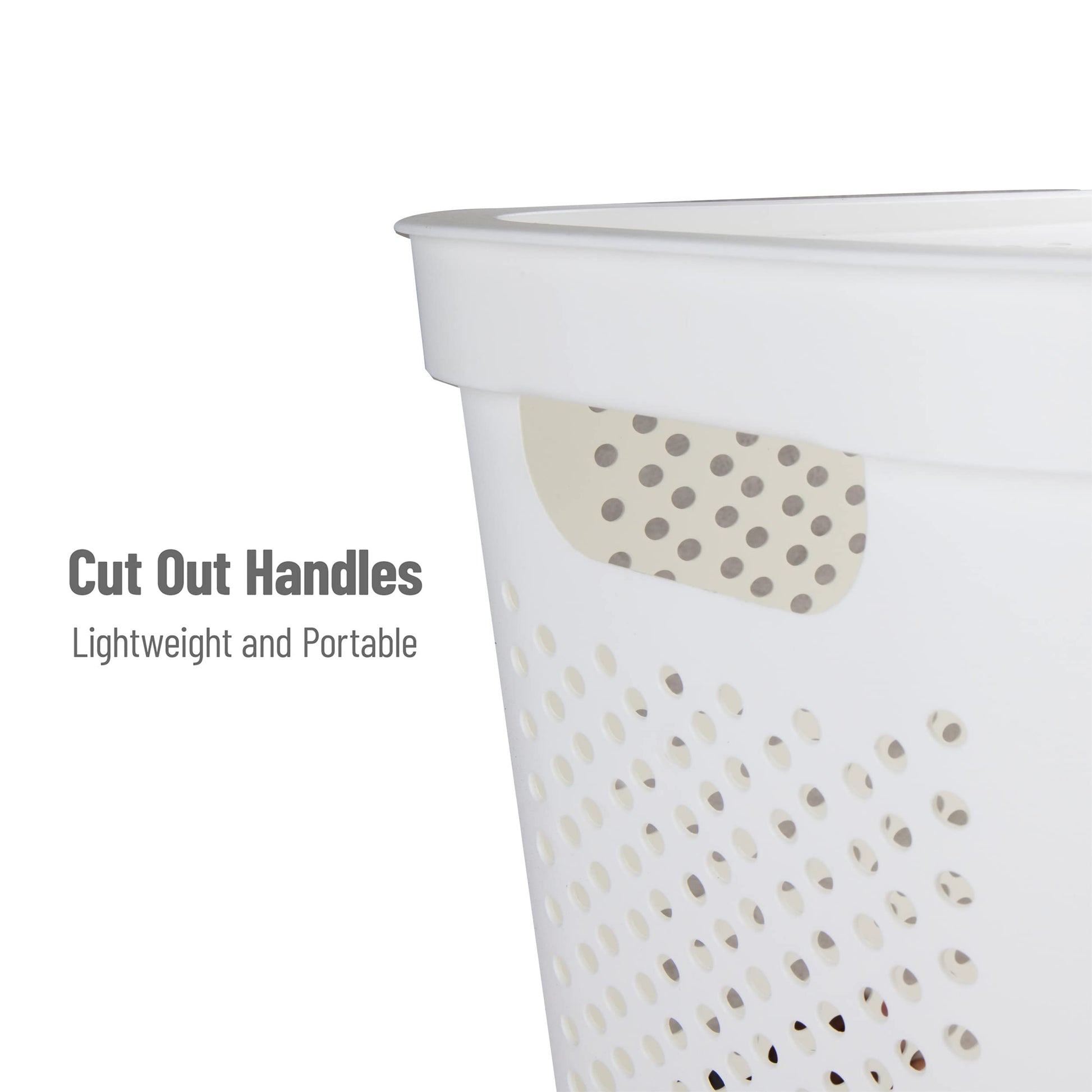 Mind Reader 60L Slim Laundry Hamper, Clothes Basket, Lid, Ventilated, Plastic, Set of 2, White