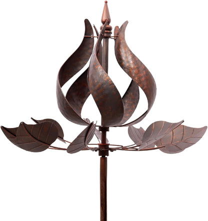 Wind Spinners Outdoor - Large Tulip Metal Bronze Color Wind Sculptures & Spinner, Kinetic Gift