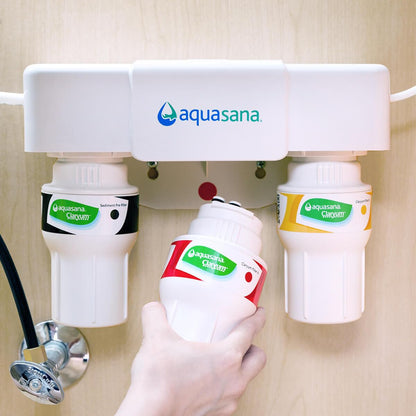 Aquasana Replacement Filter Cartridges for 3-Stage Under Sink Water Filtration System - Filters 99%