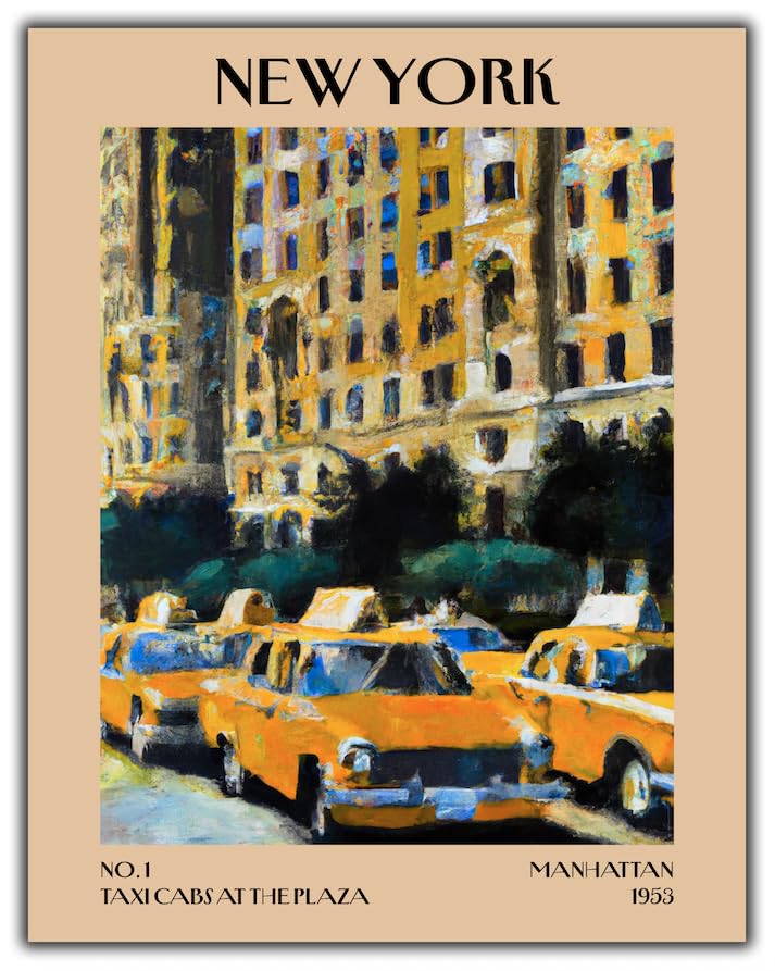 Retro Vintage New York Wall Art Print - 11x14 Unframed Poster - New York City Souvenirs, Cute