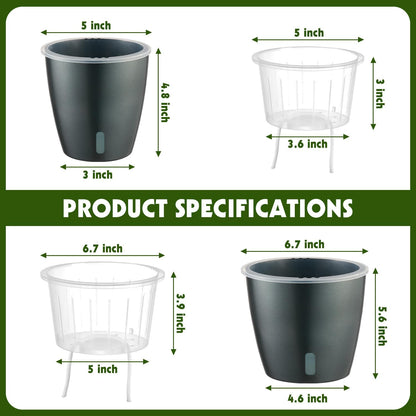 Self Watering Pots for Indoor Plants, 6-Pack 6.7'' Self Watering Planter with Drainage Holes, Small