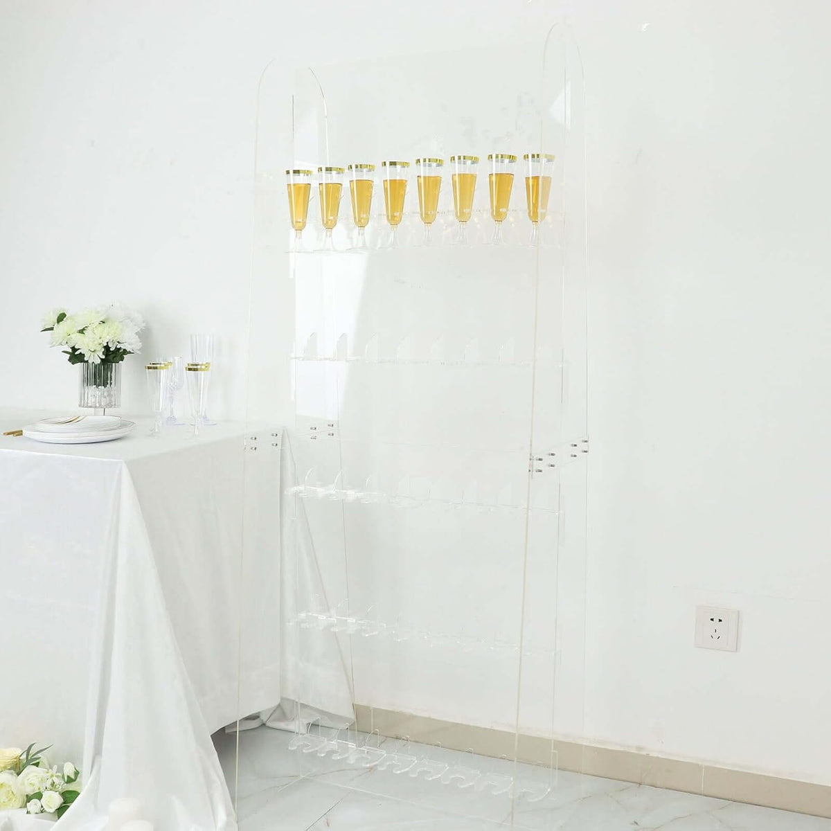 Tableclothsfactory 5ft Clear Acrylic 5-Tier Wine Glass Stemware Rack, Champagne Flute Holder Wall