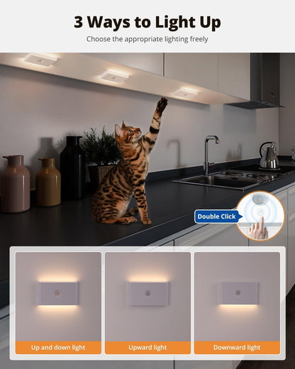 wowatt Rechargeable Motion Sensor Stair Light, White Night Lights with Magnetic Mount, Dimmable
