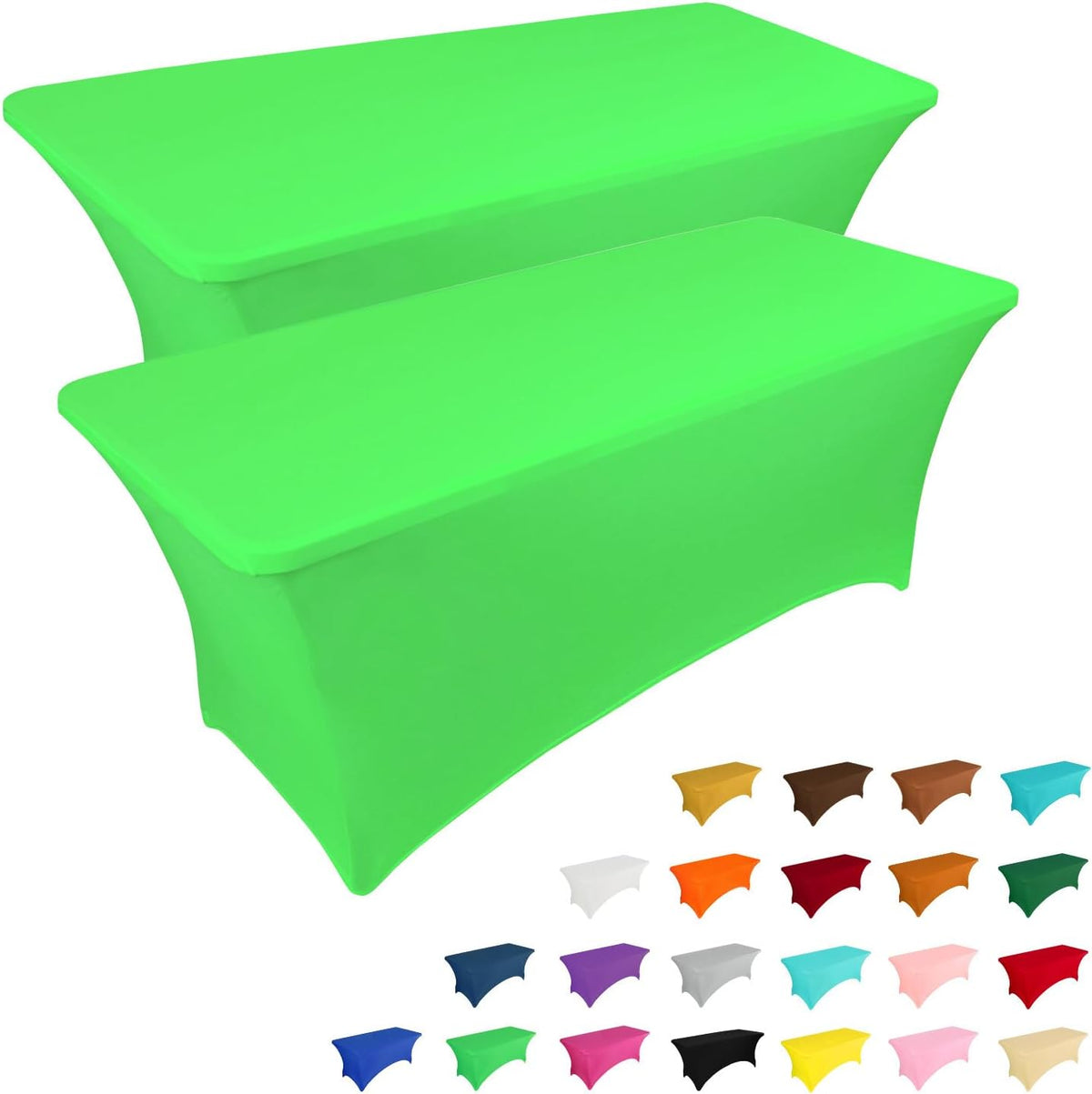 IVAPUPU 2 Pack 6FT Table Cloth for Rectangular Fitted Events Stretch Green Washable Table Cover