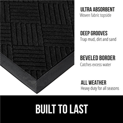 GORILLA GRIP 100% Waterproof All-Season WeatherMax Doormat US Designed Natural Rubber, Stain and