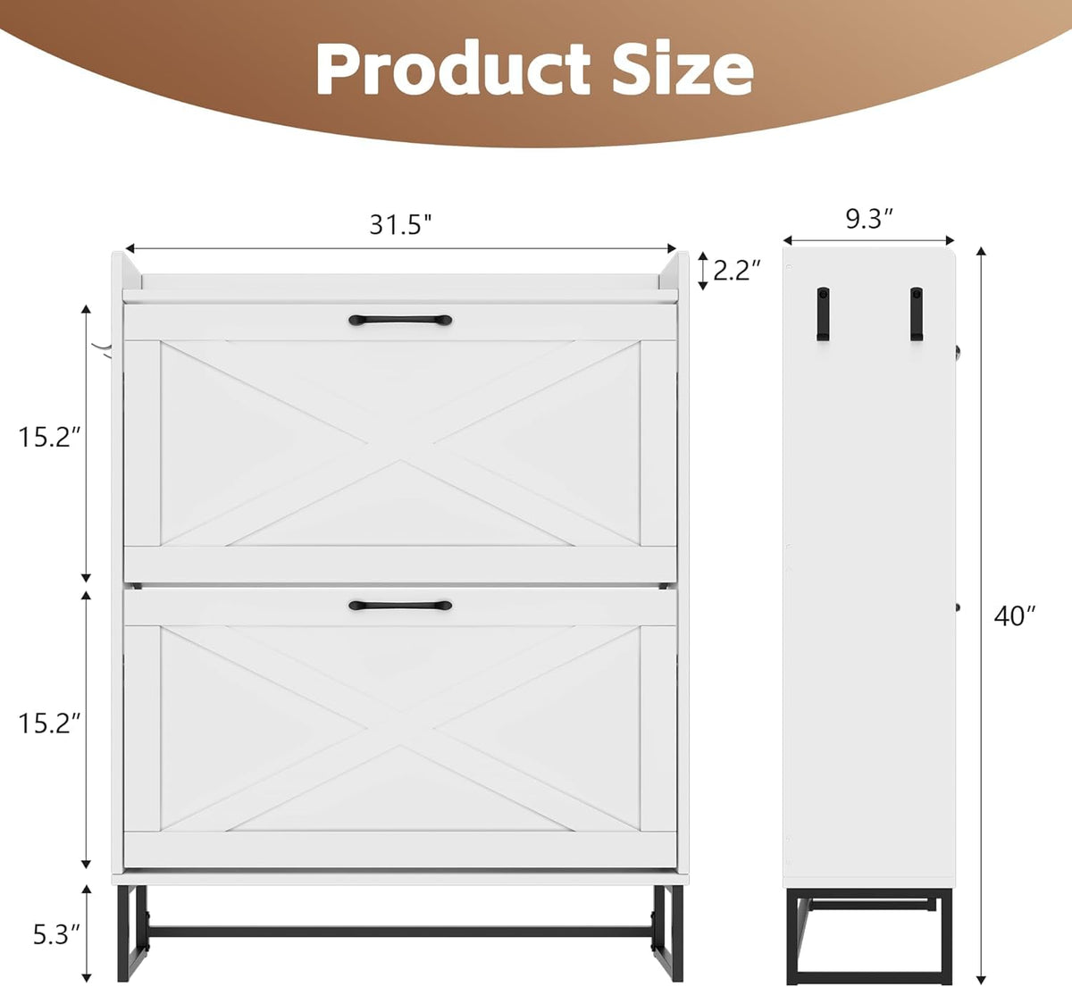 YIKEHOME Shoe Cabinet Storage for Entryway Hidden Shoes Storage Cabinet with 2 Rattan Flip Drawers