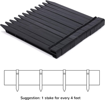 Black Plastic Garden Landscape Edging, 5” Tall Border Coil, Flexible and Strengthened with Anti-UV