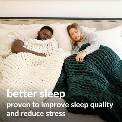 Nuzzie Chunky Knit Blanket - Breathable, Cooling, Hand Made Knit Throw Blanket for Sleep - Machine